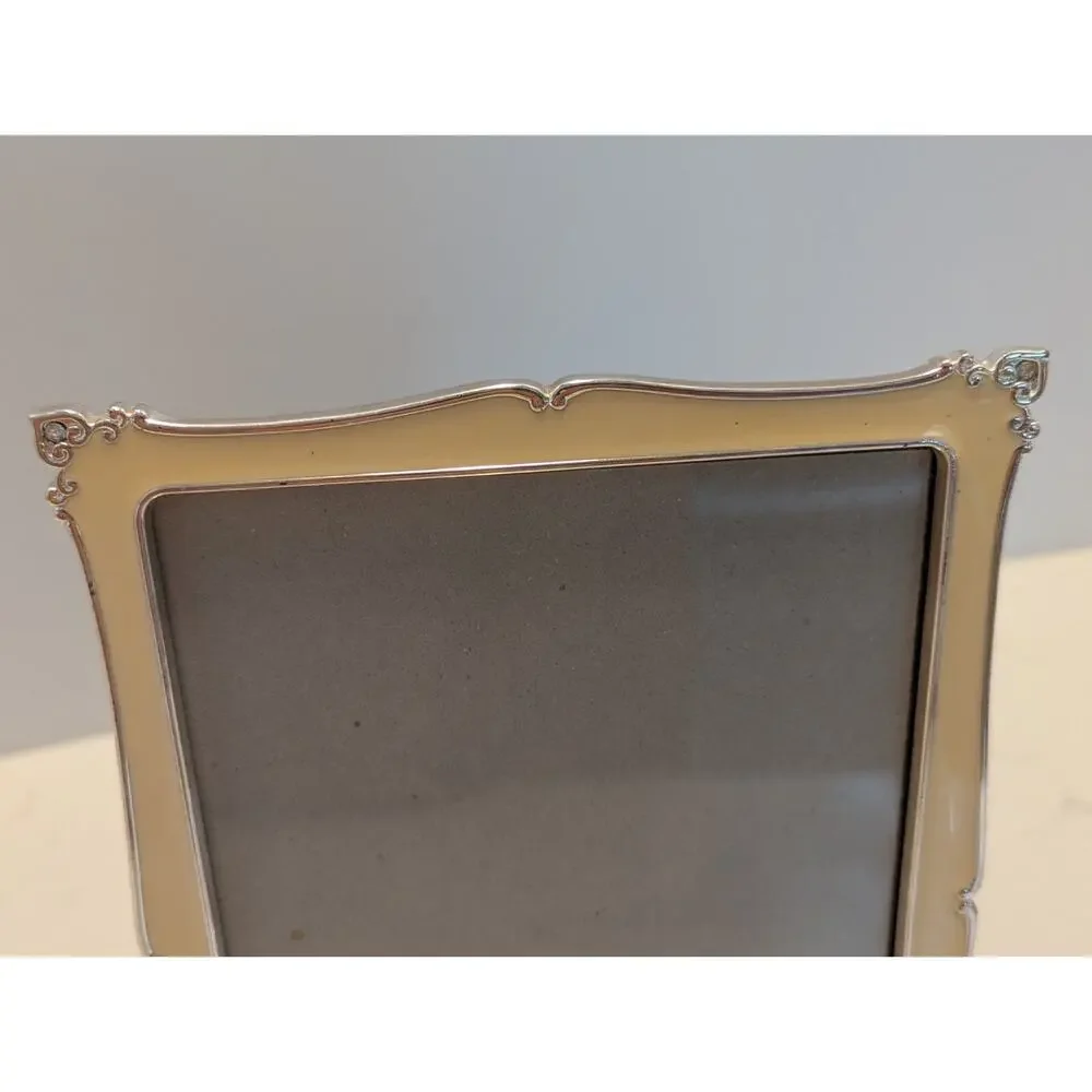 Green Tree Gallery Butter Yellow Enamel Silvertone Accents Metal 5×7 Frame